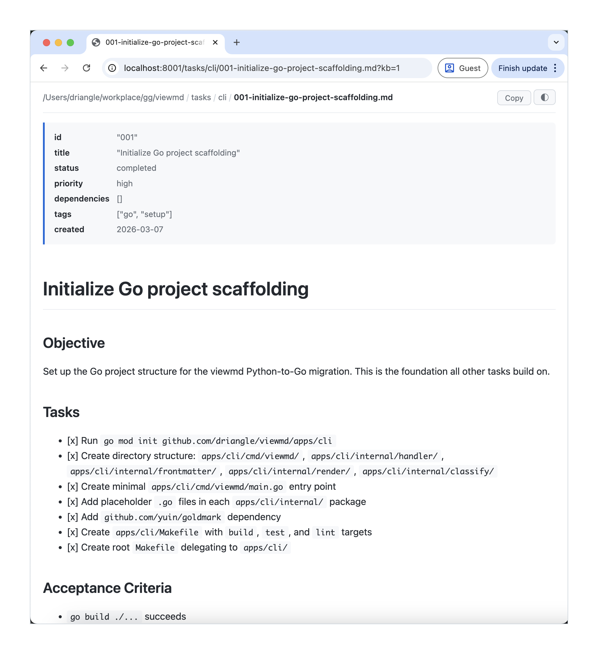 Markdown rendering